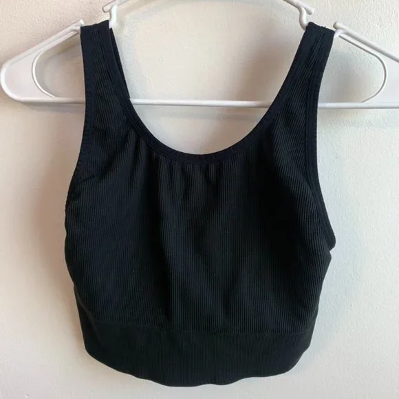 Victoria's Secret Sport Black Ribbed Longline Bralette - Picture 2 of 5